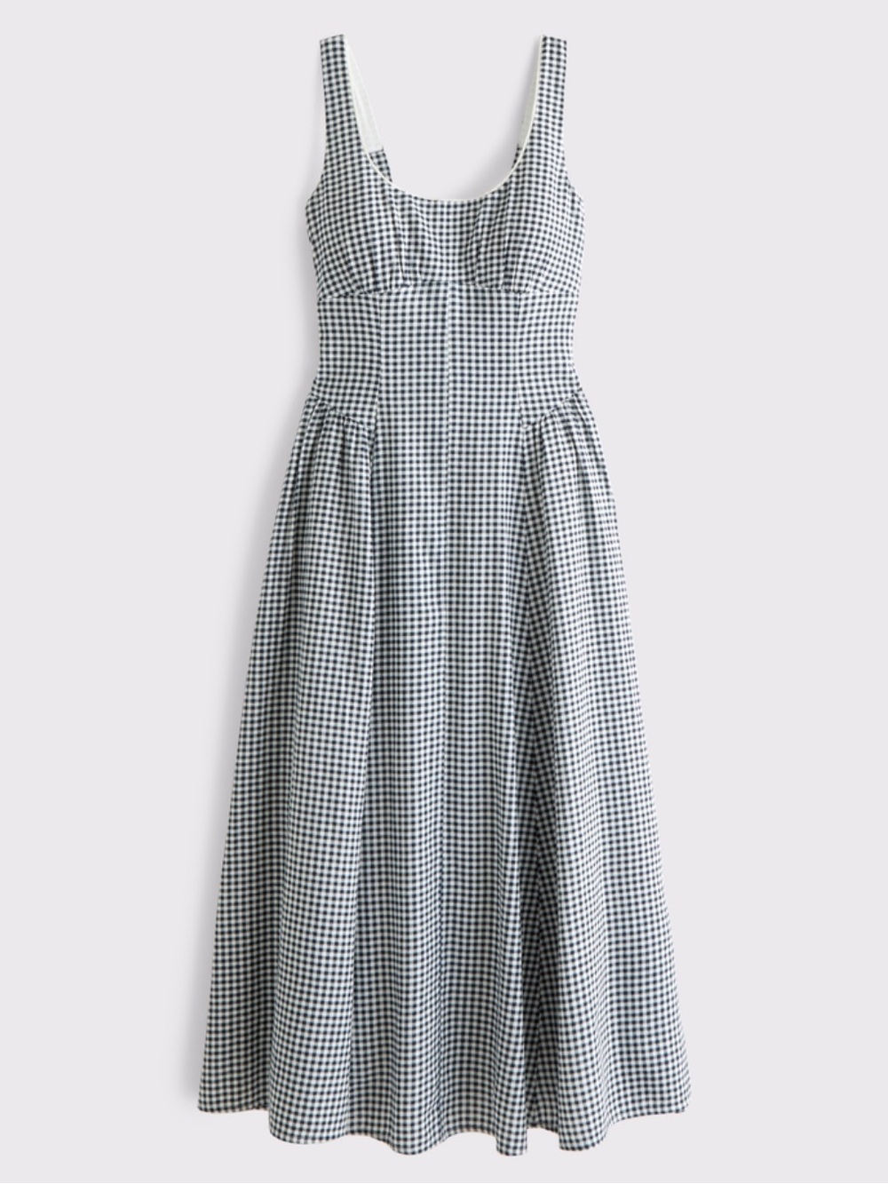 NWT Abercrombie & Fitch Linen Blend Navy Gingham Dress Size Small Petite